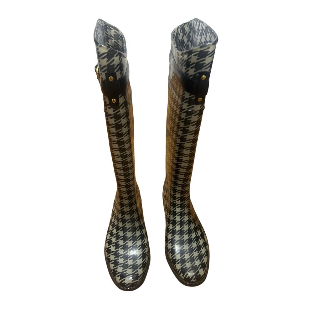 Lauren Ralph Lauren Rossalyn II Houndstooth Checkered Rain Boots 11768 7B